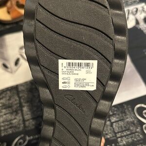 Clarks Navy Suede Wedge with Black Sole